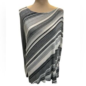 J. Jill Perfect Fine Knit Bias Gray Luxury Knit Sweater Sz Large 30% Wool Blend.